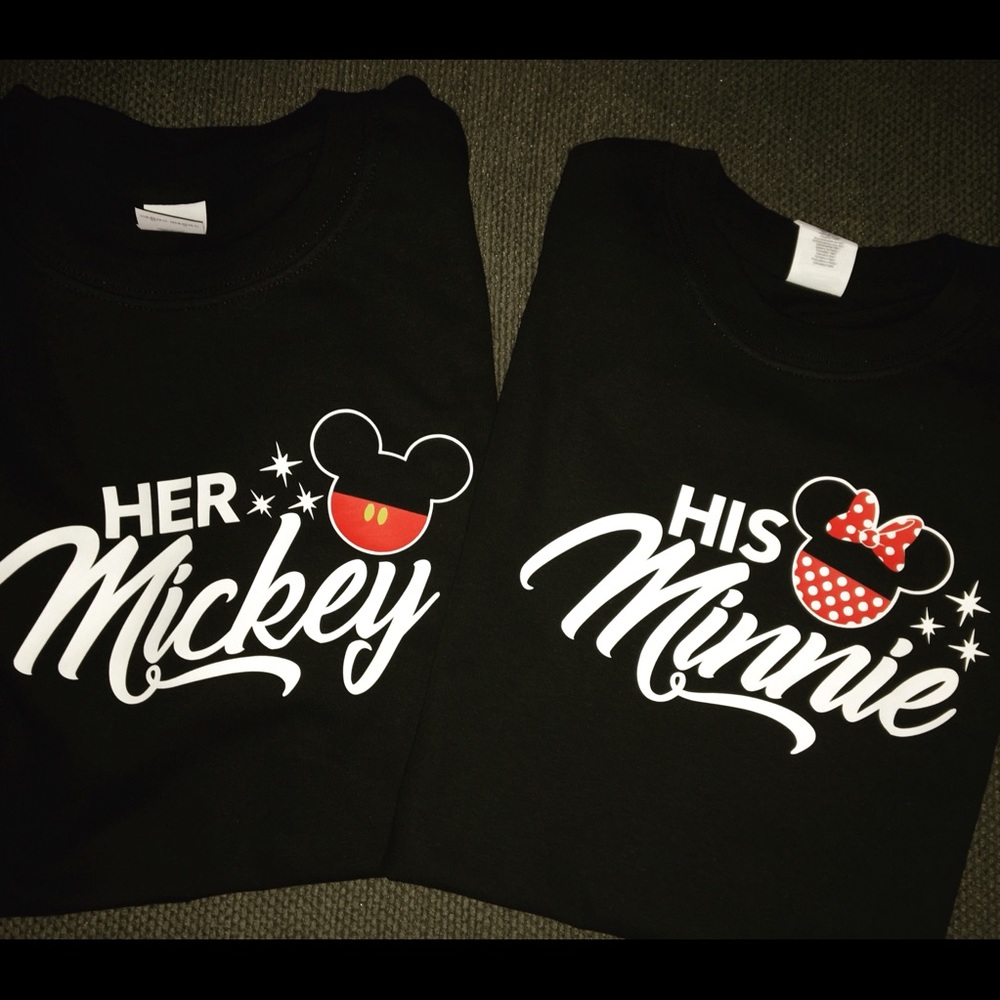 His Minnie Her Mickey Couples Disney Shirt NEW